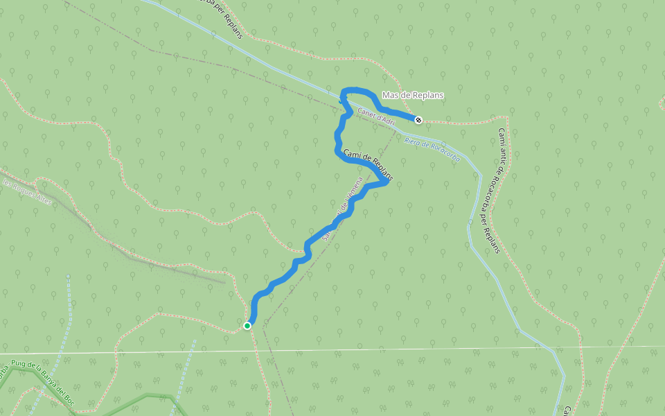 Camí de Replans walking route map in Sant Martí de Llémena