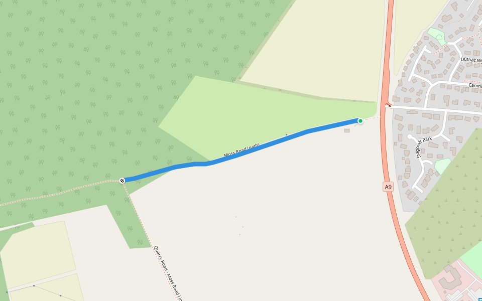 Moss Road (path) walking route map in Tain