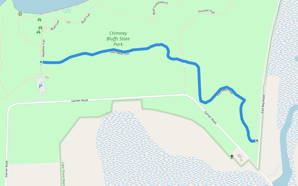 East-West Trail walking route map in Wolcott