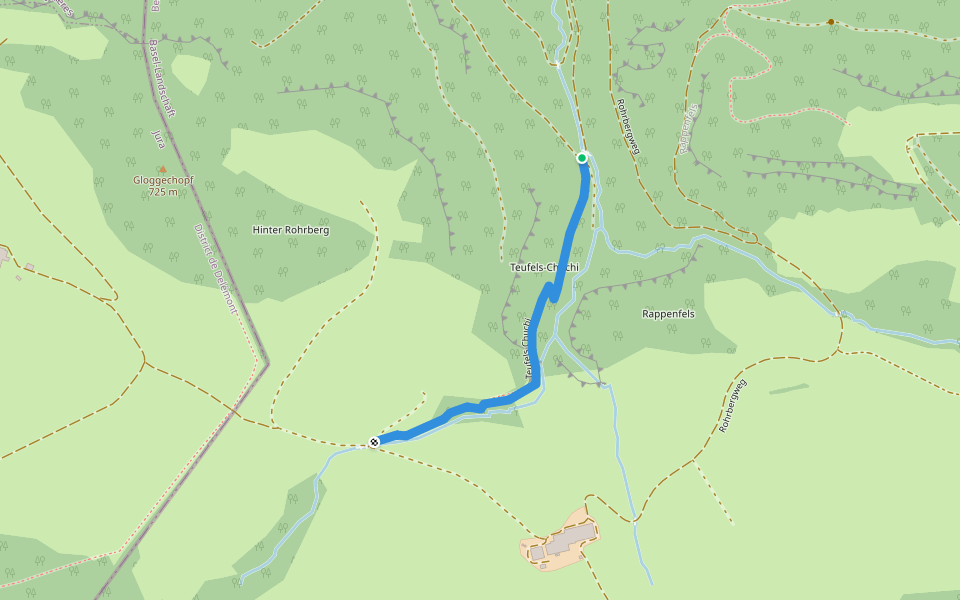 Teufels-Chuchi walking route map in Liesberg