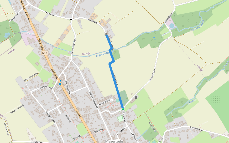 Droeshoutweg walking route map in Opwijk