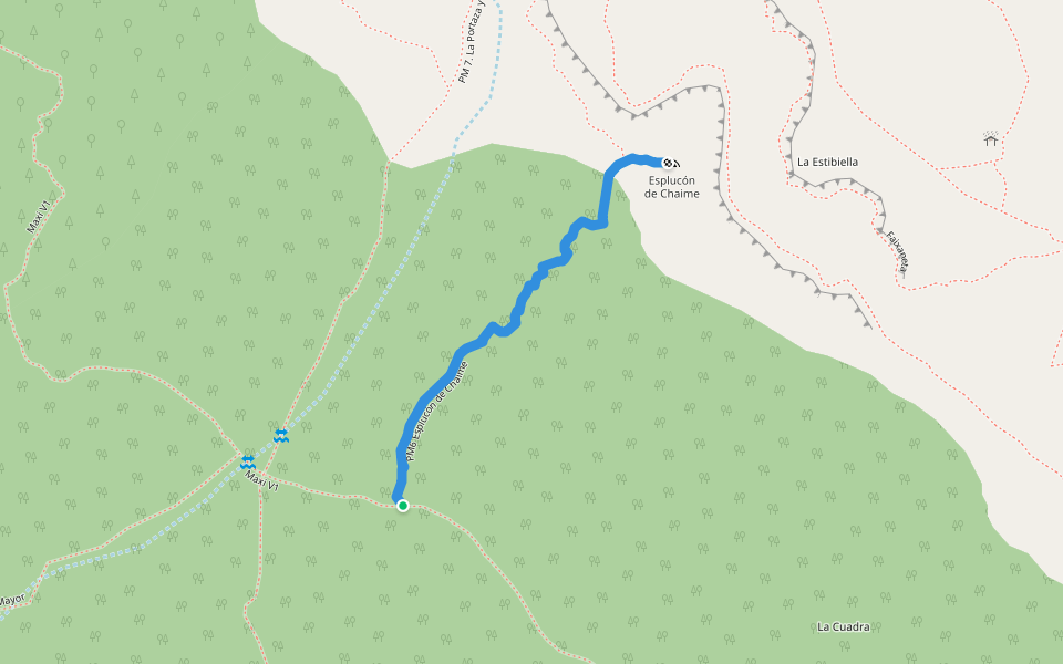 PM6 Esplucón de Chaime walking route map in El Pueyo de Araguás