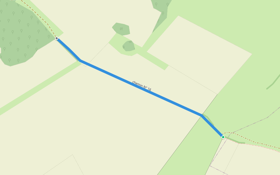 chemin N° 16 walking route map in Onhaye