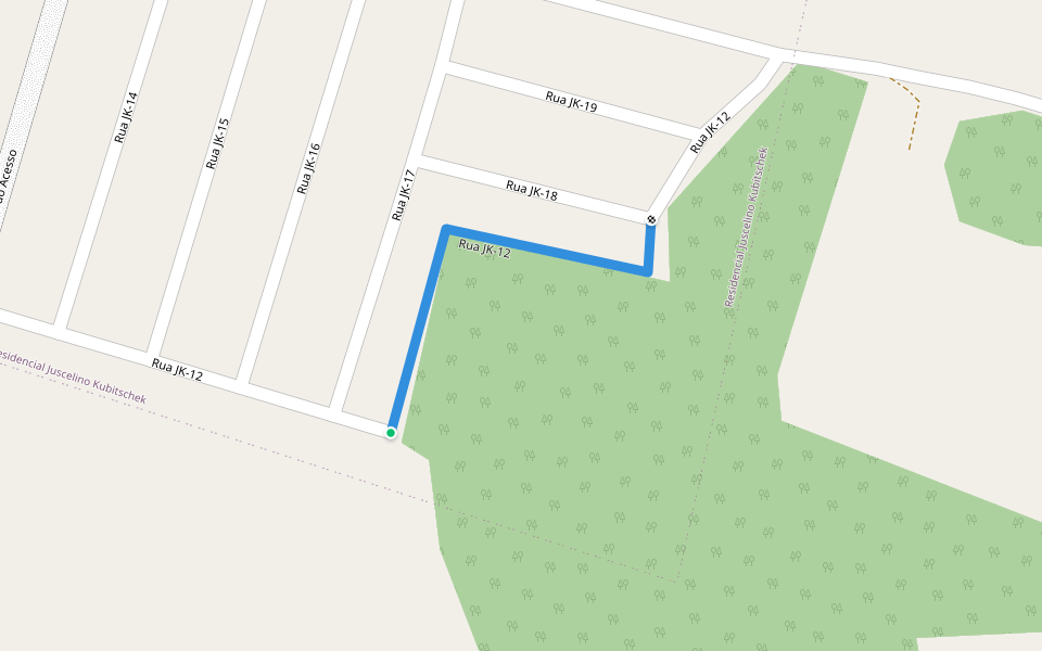 Rua JK-12 walking route map in Goiânia