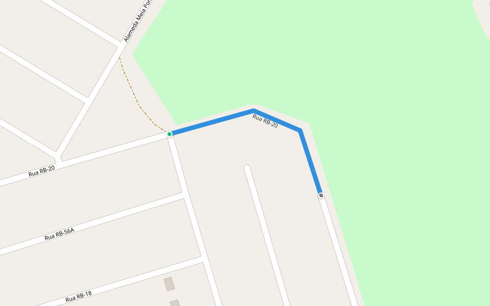 Rua RB-20 walking route map in Goiânia