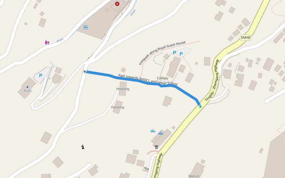 Path towards NHDCL and Lower School walking route map in Zhemgang