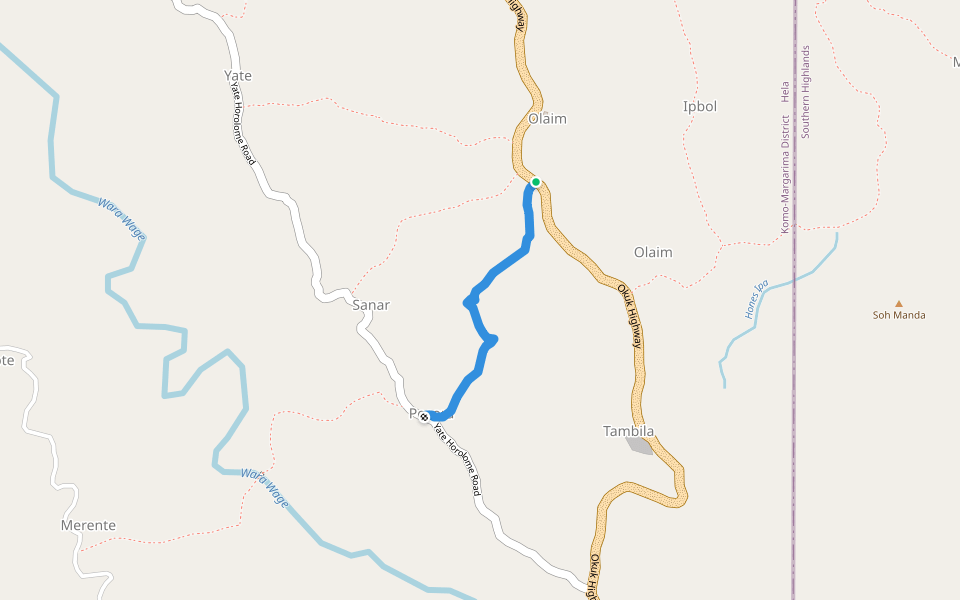 Posora Pagawi Road walking route map in Halei