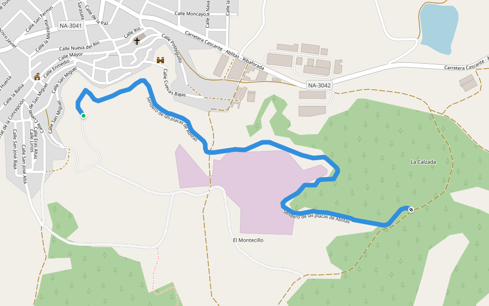 Sendero de las placas de Ablitas walking route map in Ablitas
