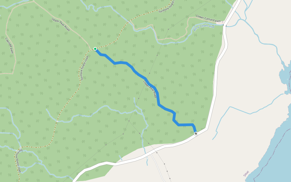 Lower Peat Road walking route map in Ardvasar