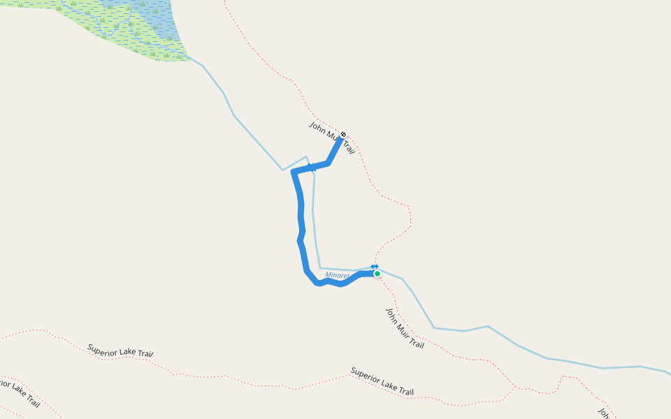 Minaret Creek Alternate Crossing walking route map in Mammoth Lakes