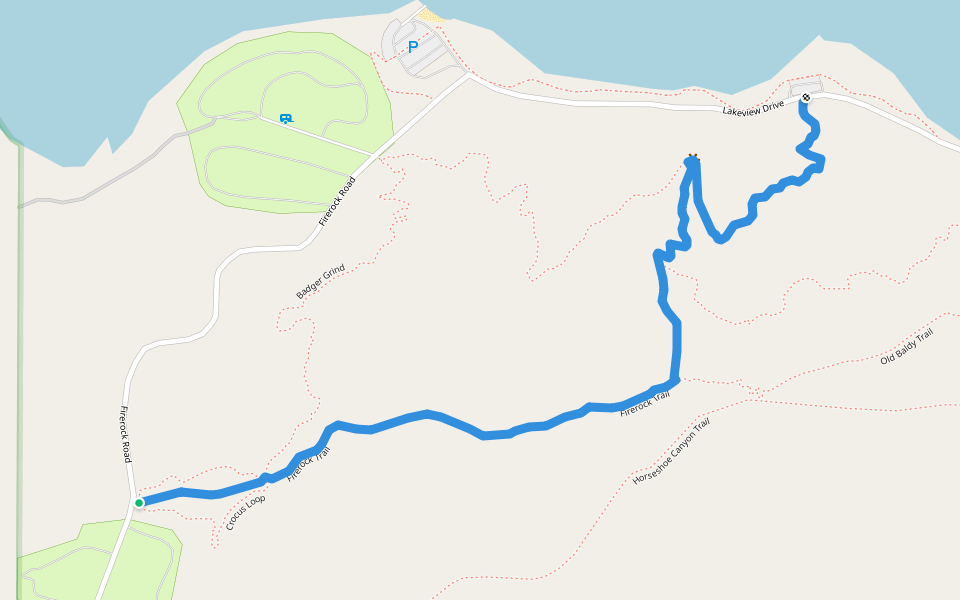 Firerock Trail walking route map in Elkwater