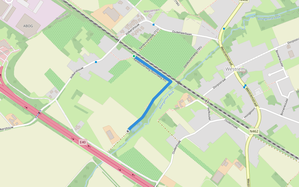 Varekouterweg (buurtweg 85) walking route map in Wetteren