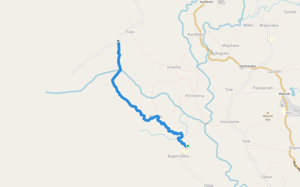 Tuja Kapenda Track walking route map in Arimanda