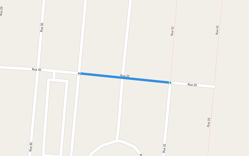 Rua 20 walking route map in Caldas Novas