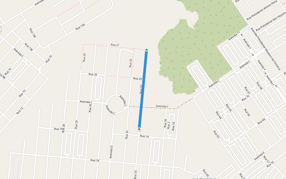 Rua 33 walking route map in Caldas Novas