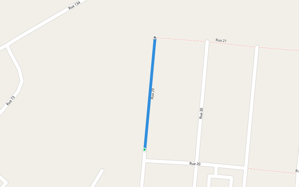 Rua 29 walking route map in Caldas Novas