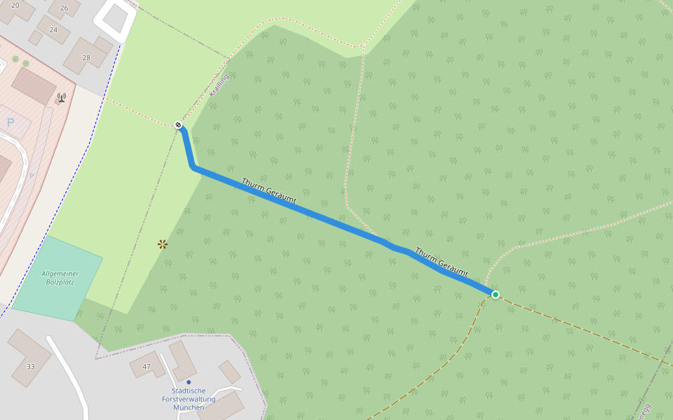 Thurm Geräumt walking route map in Gauting