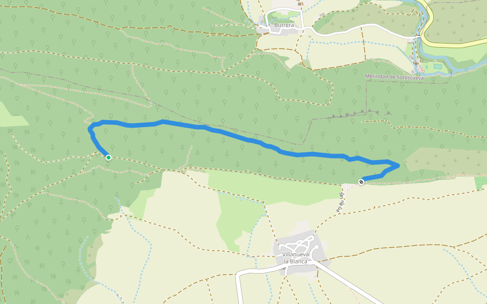 Sendero Castilla la Vieja walking route map in Villanueva la Blanca