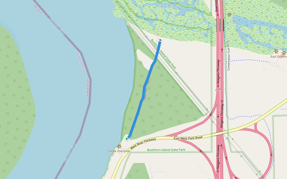Fisherman's Trail walking route map in Grand Island