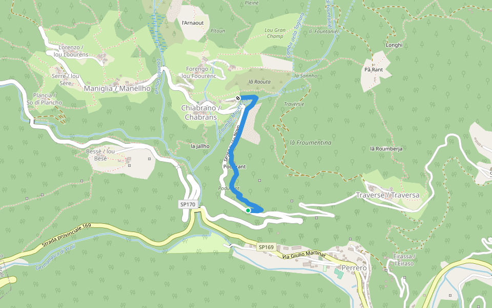 la Vio Vëllho dâ Faouchìe walking route map in Perrero