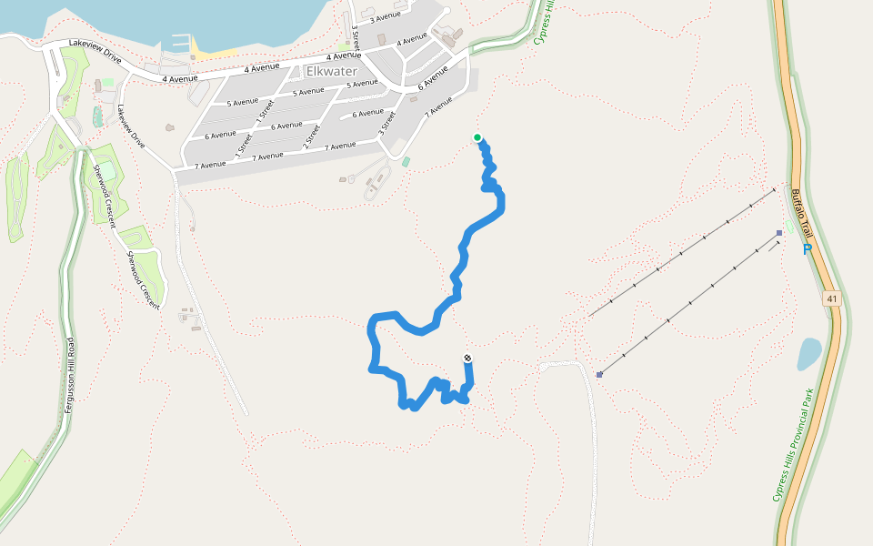 Cobble Miner Trail walking route map in Elkwater