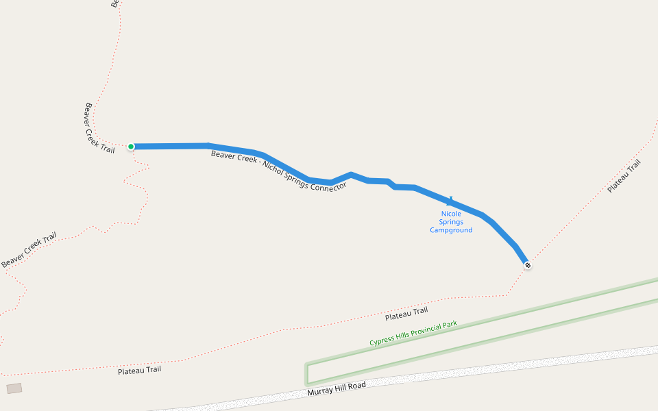 Beaver Creek - Nichol Springs Connector walking route map in Elkwater