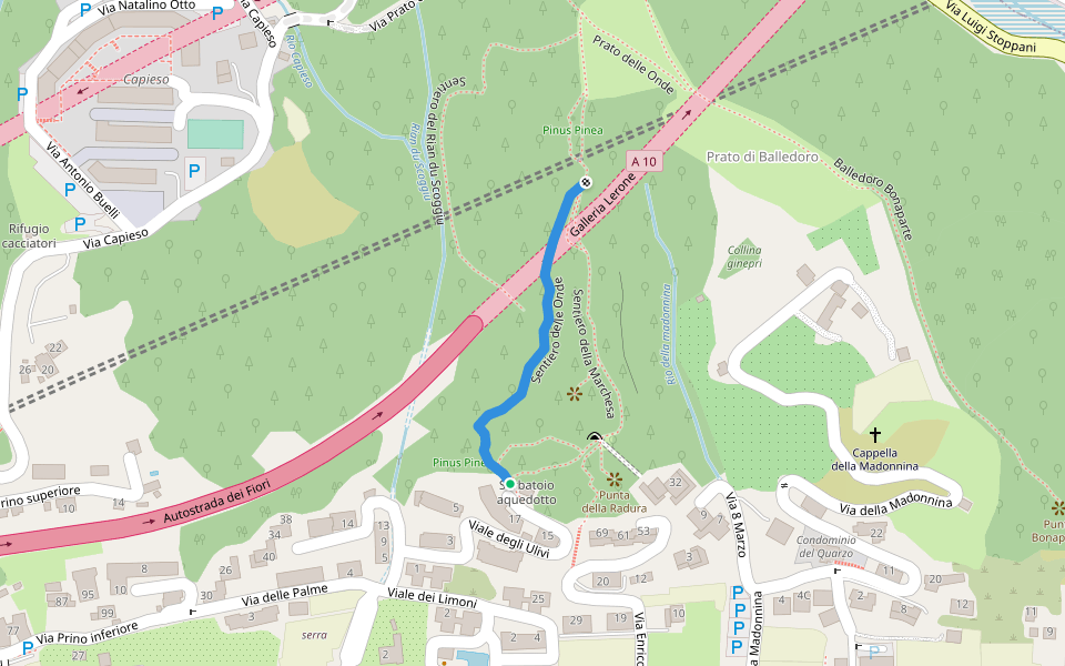 Sentiero delle Onde walking route map in Cogoleto