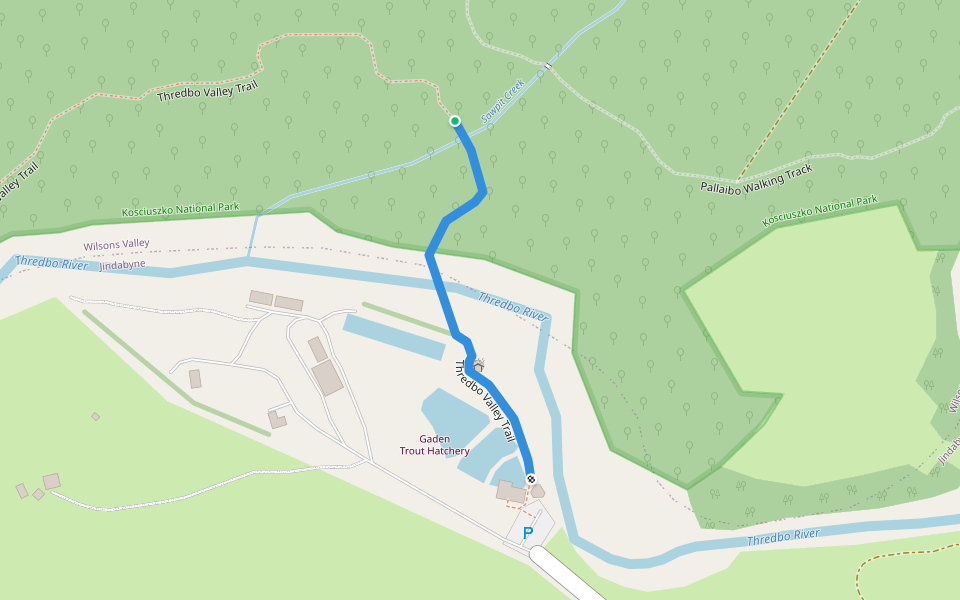 Thredbo Valley Trail walking route map in Jindabyne