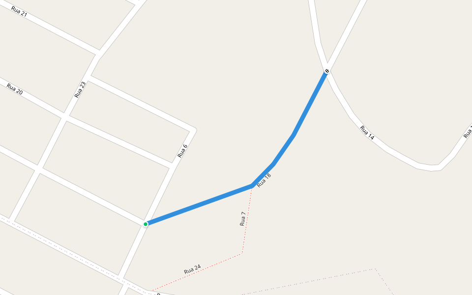 Rua 18 walking route map in Caldas Novas