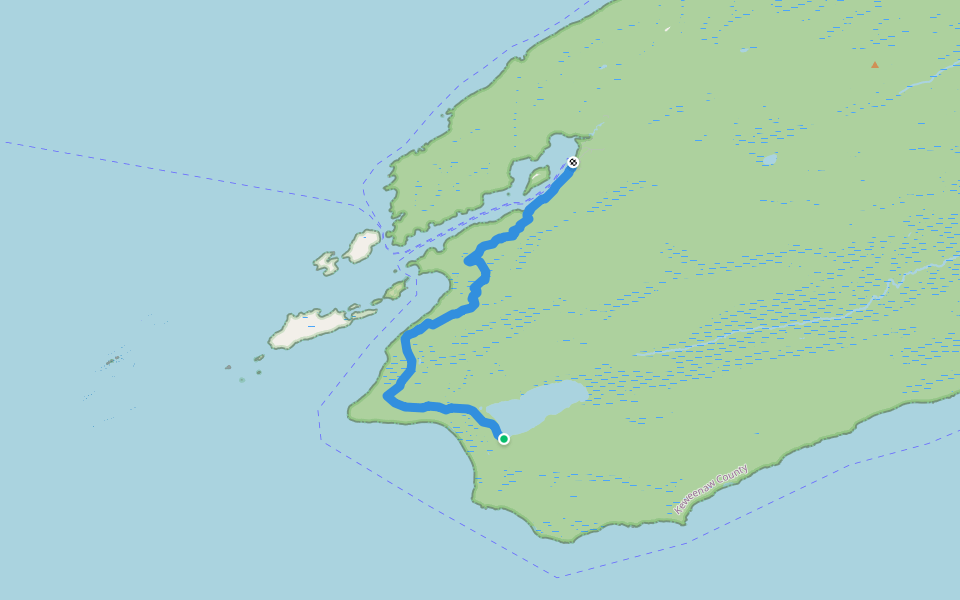 Feldtmann Lake Trail walking route map in Windigo