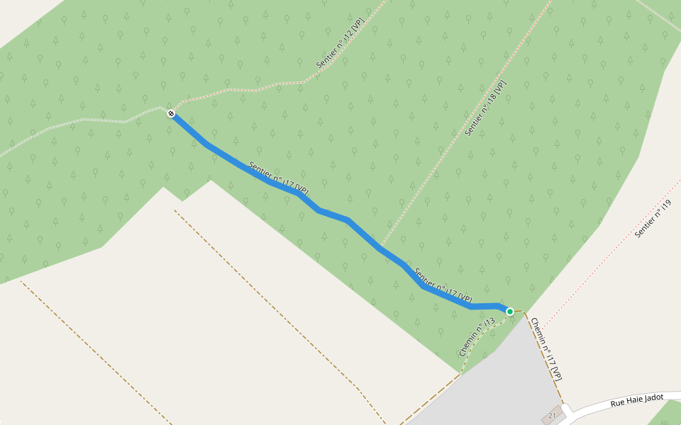 Sentier n° i17 walking route map in Hamois