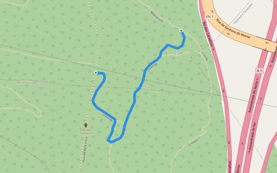 conexão walking route map in Canelas
