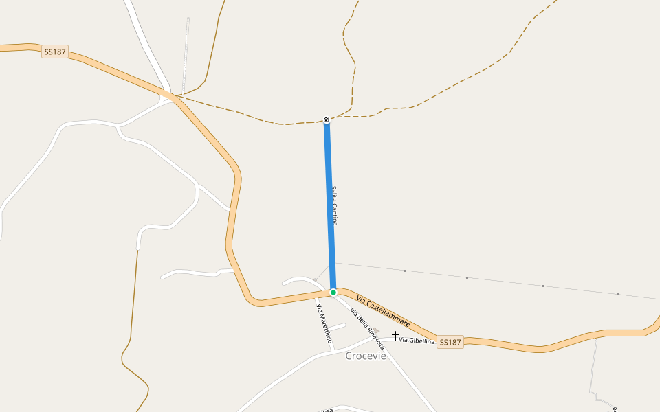 Salita Cantina walking route map in Crocevie