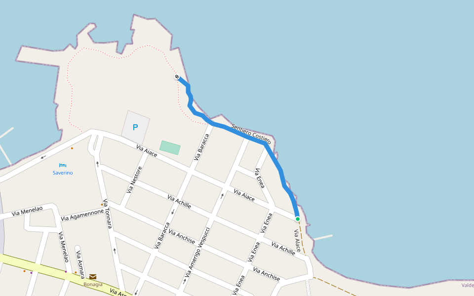 Sentiero Costiero walking route map in Tonnara di Bonagia