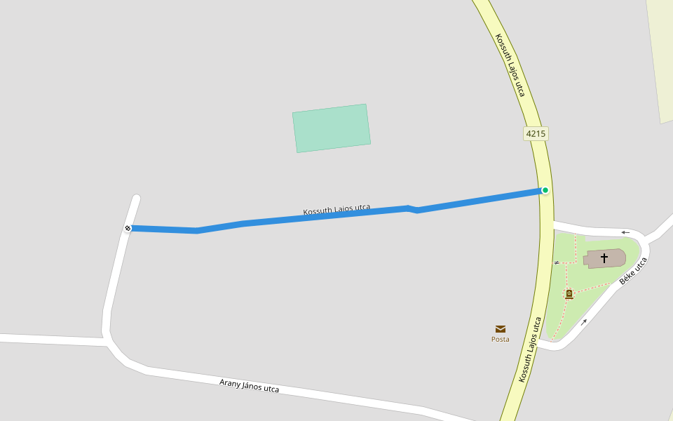 Kossuth Lajos utca walking route map in Körösszegapáti