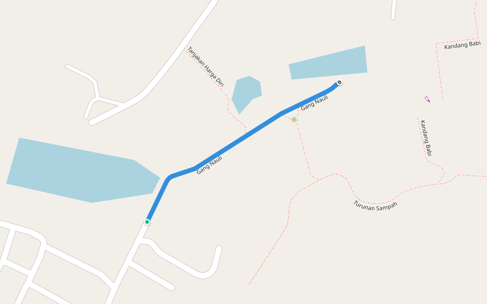 Gang Nauli walking route map in Pekanbaru