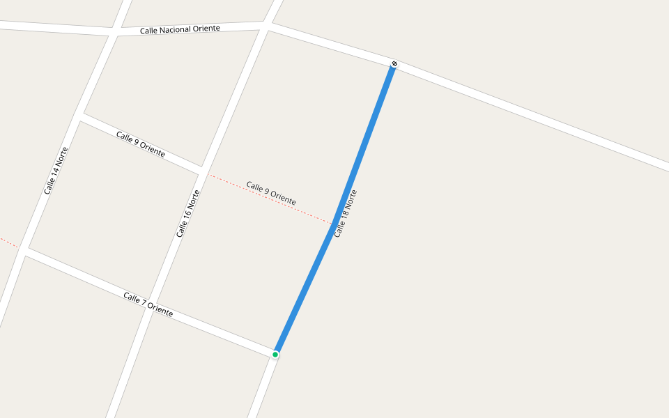 Calle 18 Norte walking route map in San Martín Caltenco