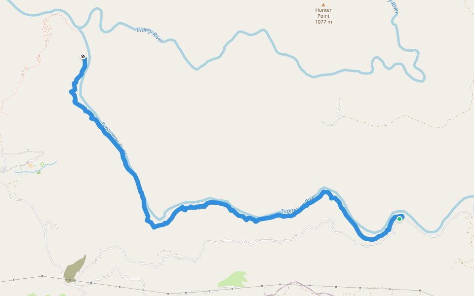 Tuolumne Canyon Trail walking route map in Groveland
