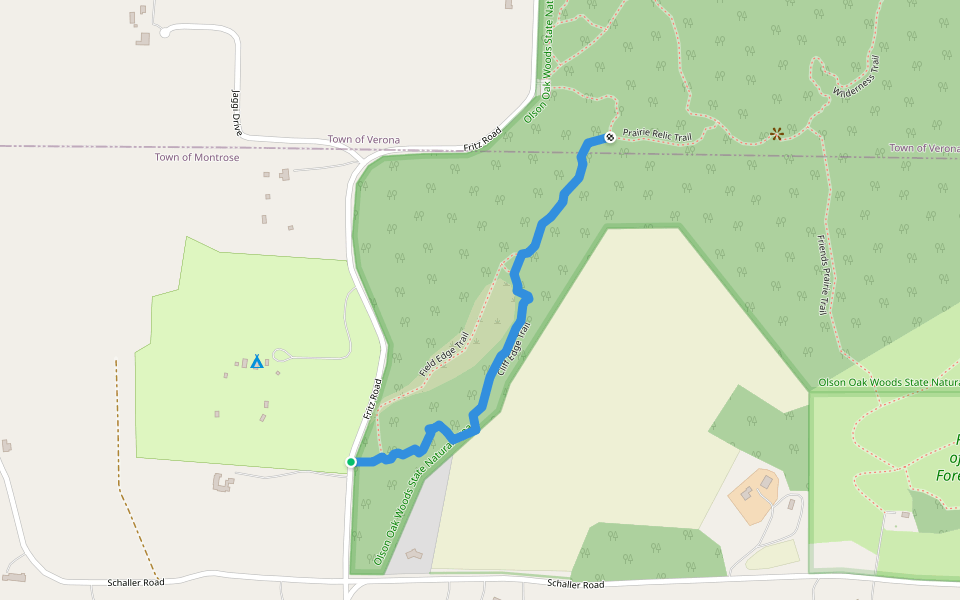 Cliff Edge Trail walking route map in Verona