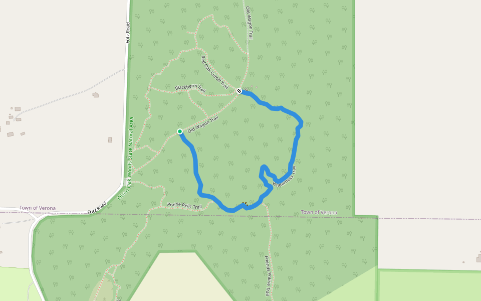 Wilderness Trail walking route map in Verona