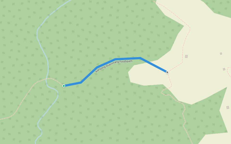 Kamjong-Duenmang Foothpath walking route map in Gonphu