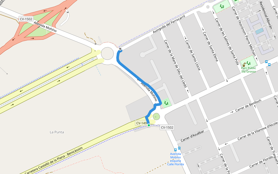 Avenida Mohíno walking route map in Cuadro Santiago