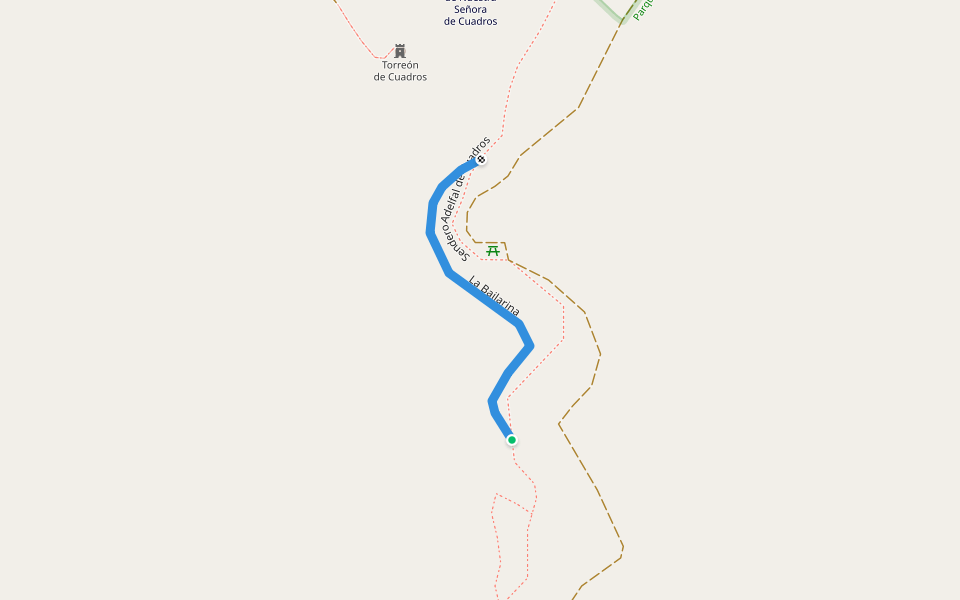 La Bailarina walking route map in Jódar