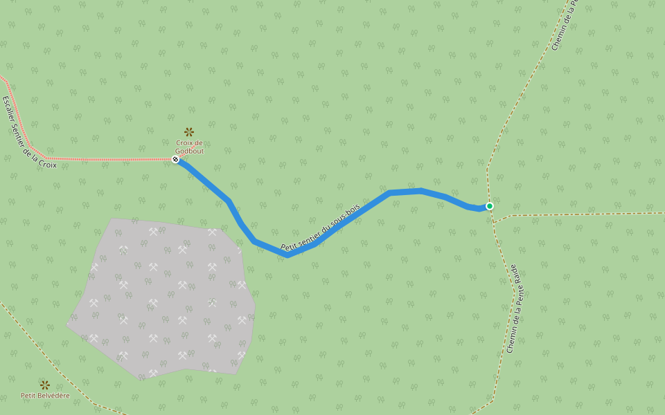 Petit sentier du sous-bois walking route map in Godbout