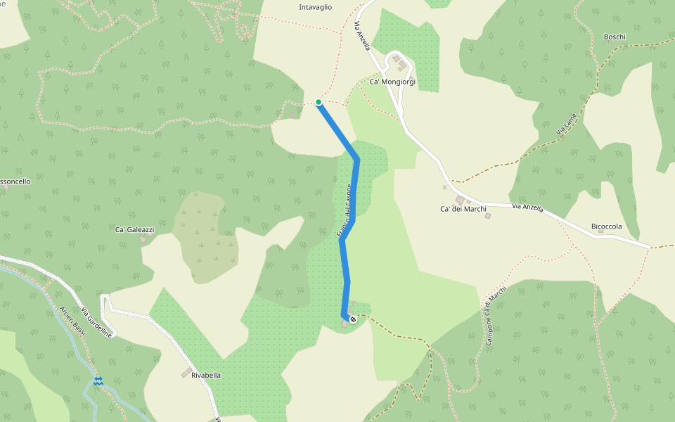 Franco del Casone walking route map in Savigno