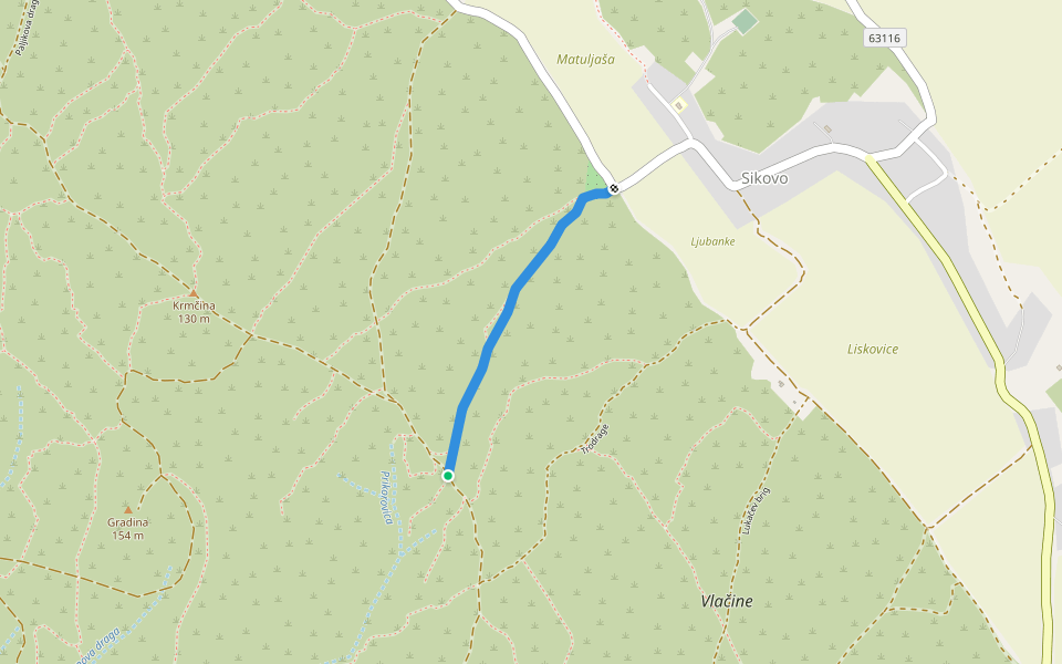 Matuljev put walking route map in Sikovo