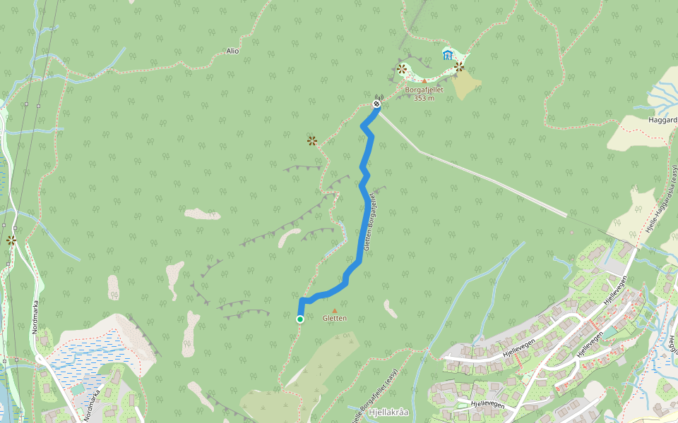Gletten-Borgafjellet walking route map in Osøyro