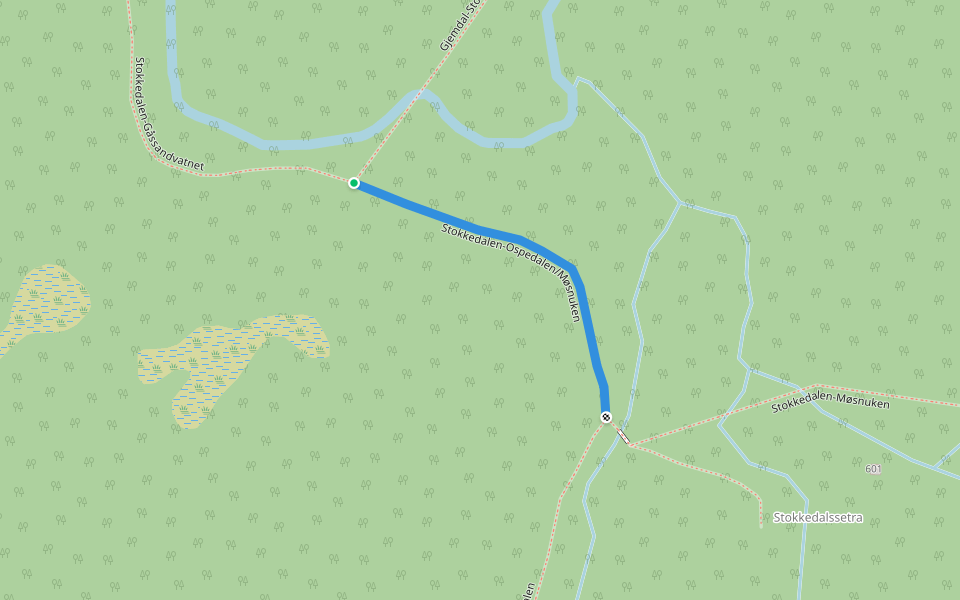 Stokkedalen-Ospedalen/Møsnuken walking route map in Søfteland