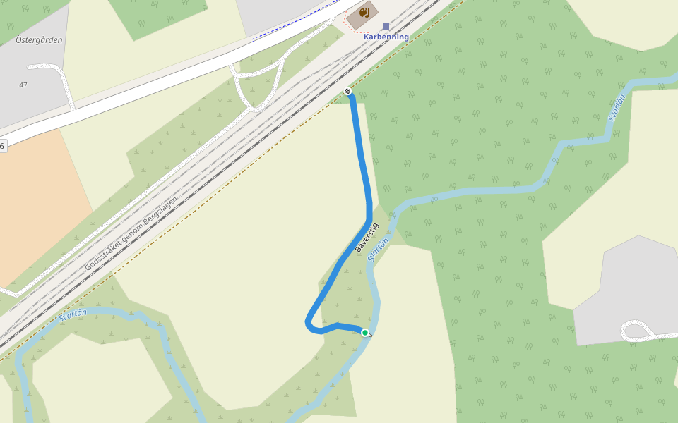 Bäverstig walking route map in Nickebo