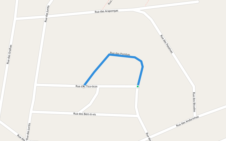 Rua das Pombas walking route map in Caldas Novas